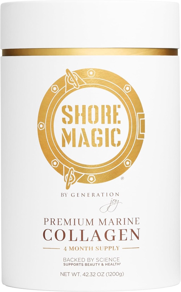 Shore Magic Premium Marine Collagen Powder Types I-IV | Wild Fish-Sourced, Hydrolyzed, Unflavored & Odorless | 9g Protein Per Serving – Unterstützt Haut, Haar, Nägel, Gelenke & Knochen | 4-Monat-Versorgung