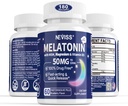 Melatonin 50 mg für Erwachsene - Extra Strength 9-in-1 Fast Dissolve Sublingual - w/Vitamin D3 & MSM, Relaxing Herbal Blend-Ashwagandha, Lemon Balm, Passionflower,Chamomile,Sugar Free, Vegan 180 Servierungen