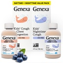 Genexa Kids' Clean Day & Night Cough Medicine, Dye Free, 0% Künstliche Zusatzstoffe, Kinderteig, Chest Congestion, Runny Nose & Sneezing Relief, Alter 6+, Bio Blueberry Flavor, 8 fl oz (2 Pack)
