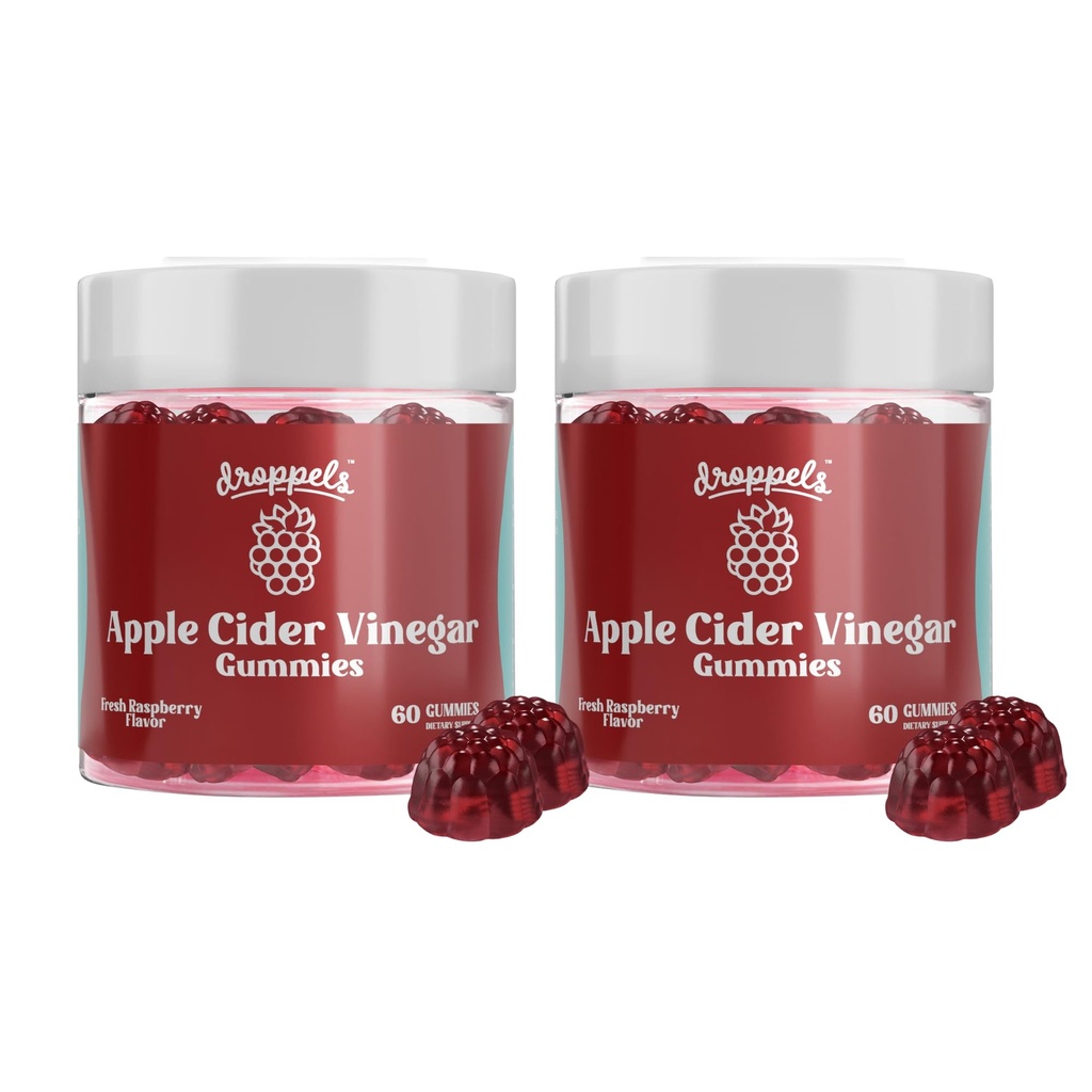 Tropfen Apfel Apfel Apfelessig Gummie 1000mg mit Rübenwurzel & Granatapfel | Non-GMO, Vegan-Friendly, Gluten Free | Unterstützt Verdauung, Stoffwechsel, Energie & Immune Gesundheit | Himbeer Geschmack