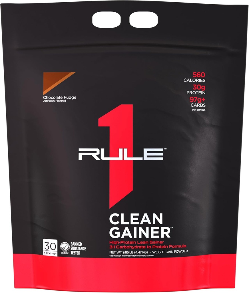 Regel 1 Clean Gainer - High-Protein Lean Gain Formel mit 560 Kalorien, 30g Full-Spectrum Protein, Über 90g Carbs, Unter 6g Fett (30 Servierungen, Schokoladen-Fudge)