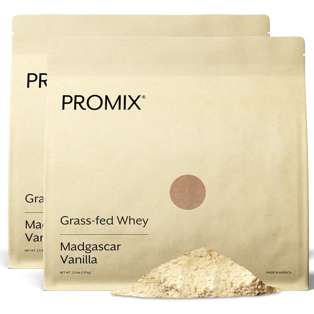 ProMix Nutrition Whey Protein Powder, Vanilla - Grass-Fed & 100% All Natural - ­Post Workout Fitness & Nutrition Shakes, Smoothies, Baking & Cooking Recipes - 2.5 Pound (Pack of 2)