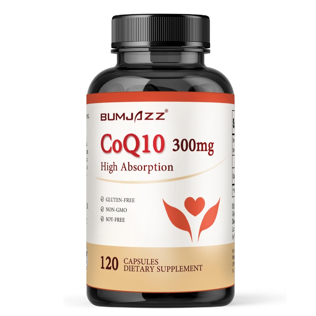 CoQ10 300mg - 120 Kapseln - Hohe Absorption - Nicht-GMO - Glutenfrei - Coenzym Q10 - CoQ10 Kapseln