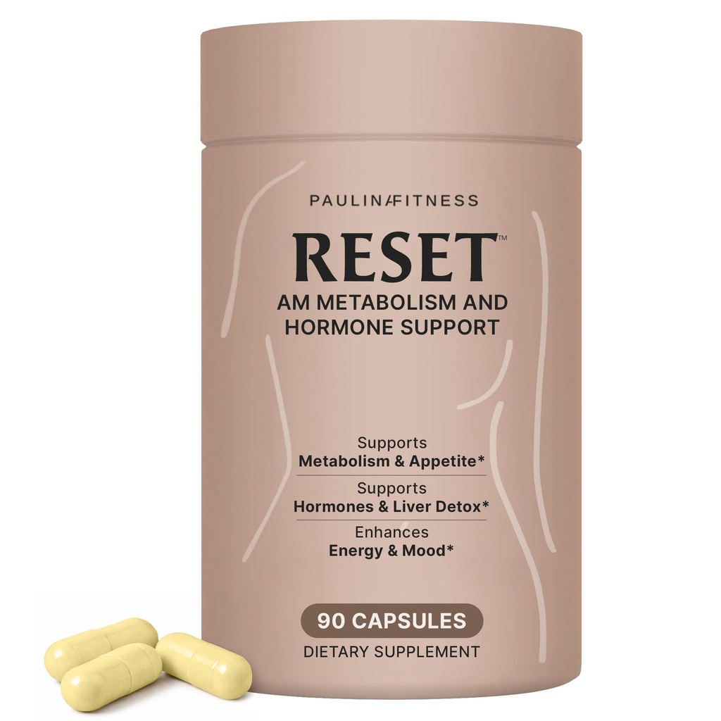 Paulina FITNESS Reset AM Metabolism and Hormone Support Supplement | Appetite Regulation, Metabolism Support, Enhanced Energy and Mood, Hormones | for Holistic Wellness | 90 Capsules