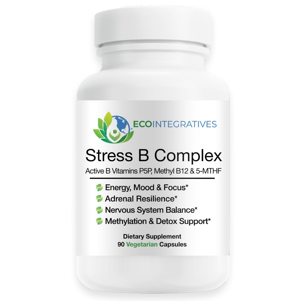 Stress B Complex – Complete B Complex with Active & Methylated B Vitamins (P5P, Methyl B12, 5-MTHF) – Supports Stress, Energy, Mood, Adrenal & Nervous System Health – 90 Veg Caps