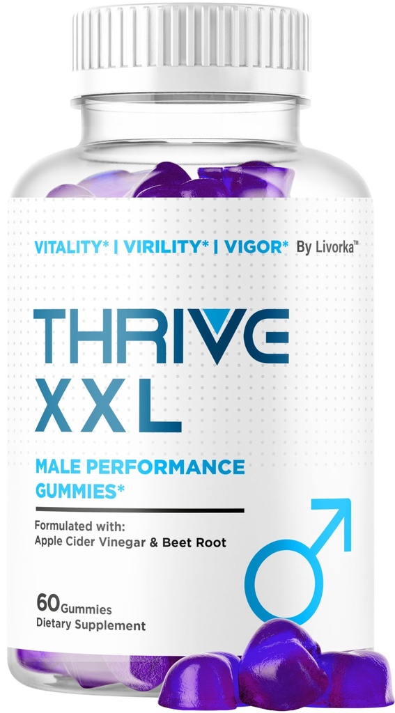 Thrive XXL Gummies - Official ThriveXXL Supplement Support Gummys for Men, ThriveXXLGummies All Natural - Maximum Strength, Advanced Formula for Health & Wellness, 60 Gummies for 1 Month