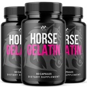 (3 Pack) Horse Gelatin Capsules, Official HorseGelatin Pills for Men with All Natural Ingredients, Advanced Men's Health and Wellness Support Pill, Max Strength Multivitamin Supplement (180 Capsules)