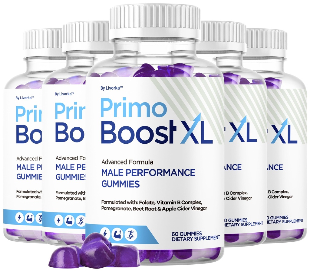 (5 Pack) Primo Boost XL Gummies - Official PrimoBoost XL Advanced Premium Supplement for Men Support - Maximum Strength, Natural Primo BoostXL for Overall Health & Wellness, 300 Gummies for 5 Months