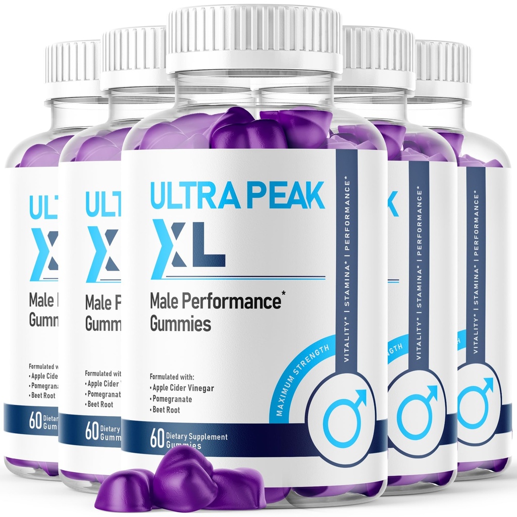 (5 Pack) Ultra Peak XL Gummies for Men, Ultra Peak XL Male Support Gummys with Natural Ingredients, Advanced Formula UltraPeak Maximum Strength Health and Wellness Vitamin Gummy for Men (300 Gummies)