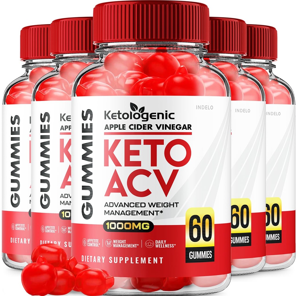 (5 Pack) Ketologenic Keto ACV Gummies Advanced, Ketologenic Keto + ACV Weight Management Gummies Apple Cider Vinegar Keto Logenic ACV Gummies Supplement Ketologenic Reviews Vitamin B12 (300 Gummies)