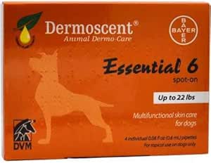 Bayer Dermoscent 6 Spot On Skin Care für kleine Hunde bis zu 22 lb Fischöl Nahrungsergänzungsmittel