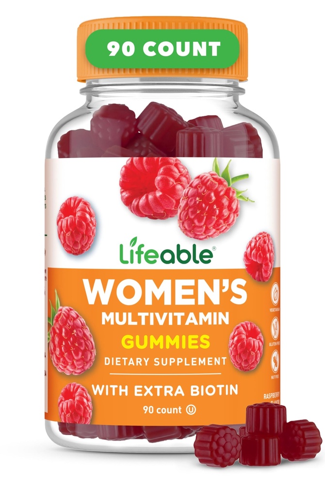 Lebendige Frauen Multivitamin Gummy | mit Vitamin A, C, D, E, Niacin, B6, Folate, B12, Biotin, Pantothensäure, Iodine, Zink | Große Verkostung Multivitamin für Frauen Gummies | 90 Gummies