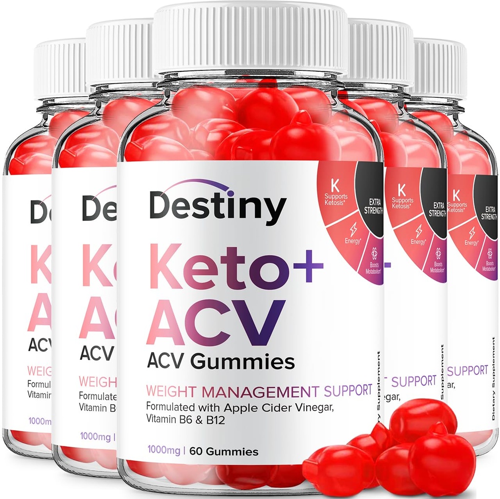 (5 Pack) Destiny Keto ACV Gummies - Advanced Formula Destiny Keto Plus ACV Gummies Apple Cider Vinegar, Weight Management, Destiny ACV Dietary Supplement Men Women (300 Gummies)