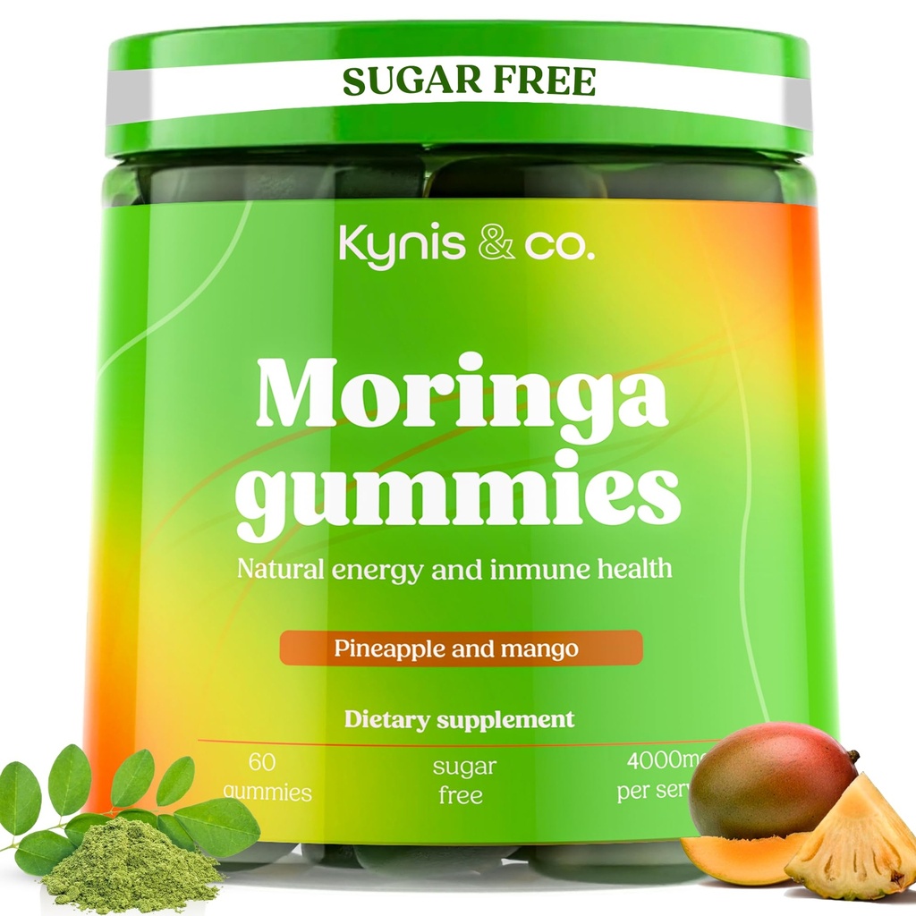Kynis & Co. Moringa Gummies – 400mg Moringa Leaf Extract with Zinc & Vitamin C – Sugar-Free – Helps Maintain Natural Energy & Wellness – 60 Gummies