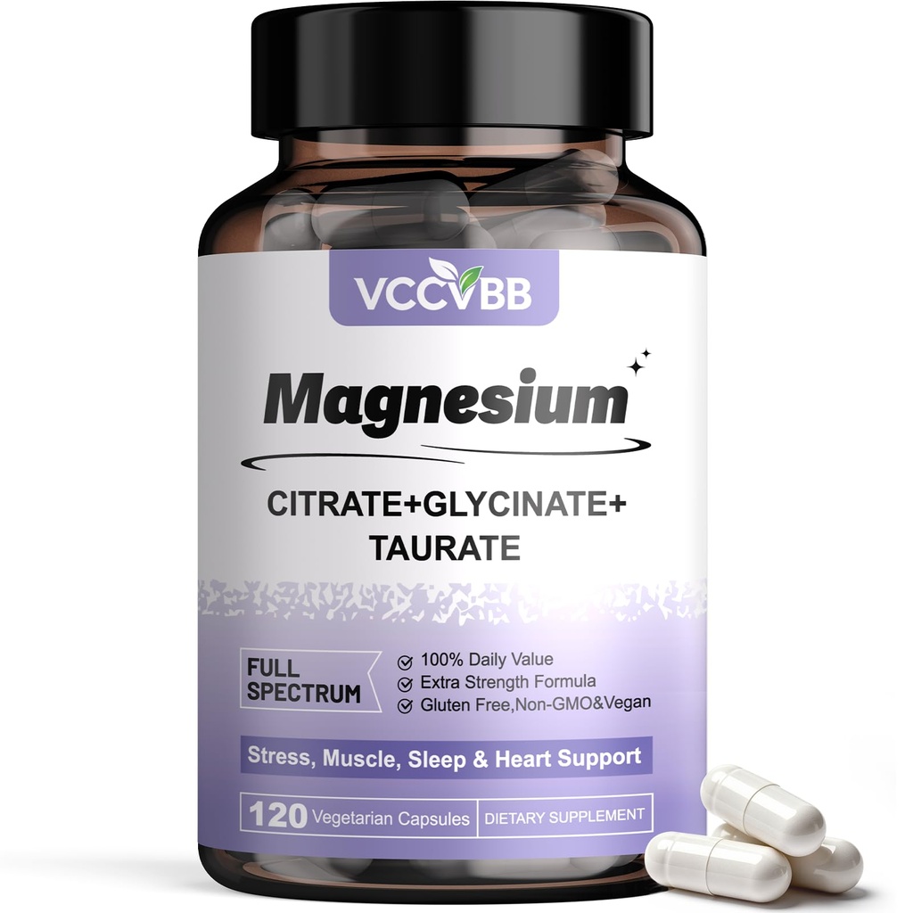 Magnesium Complex, Magnesium Glycinate, 500mg Elemental Magnesium Supplement with Citrate, Orotate, Taurate & Aspartate, Supports Muscle Relaxation, Heart Health, Sleep & Energy | Vegan, 120 Capsule