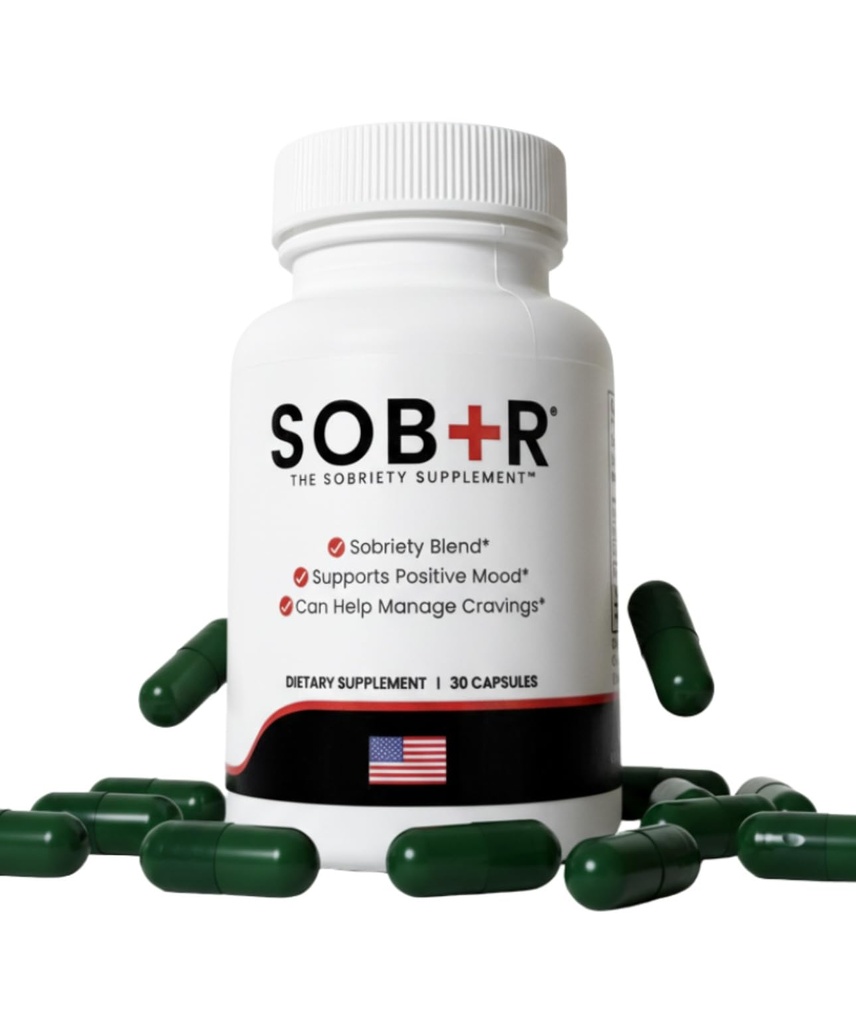 SOB+R Natural Drug Recovery Supplement | Alcohol Craving Blocker for Addiction Support | Restores Nutrients, Boost Mental Clarity | Vegetarian Capsules - Therapist Formulated, Made in USA | 30 Count