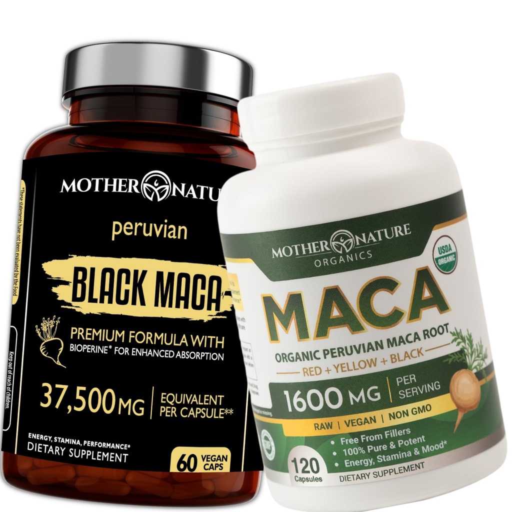 Powerful Maca Blend for Men – Black, Red & Yellow Maca Capsules | Supports Energy, Stamina & Endurance | Promotes Hormonal Balance & Vitality