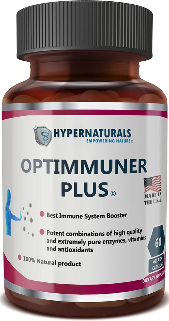 OPTIMMUNER Plus - Immune System Booster – 100% Natural Supplement - Real Improvements, 60 Caps