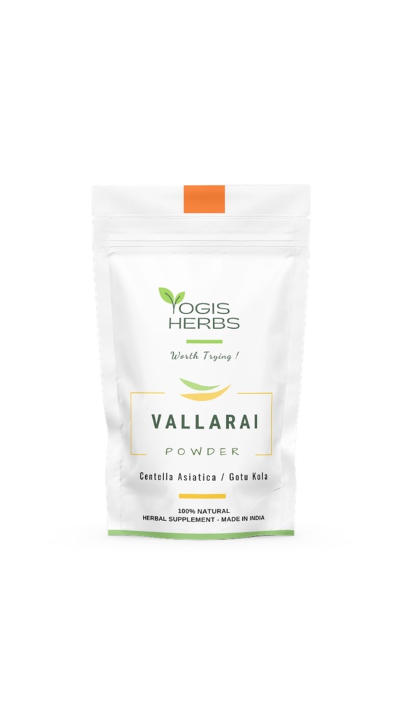 YOGIS HERBS Vallarai Powder, Centella Asiatica (Gotu Kola/Mandukaparni) — Traditional Ayurvedic Herb for Cognitive Wellness & Mental Clarity — Pure Whole-Leaf Powder, Single-Ingredient
