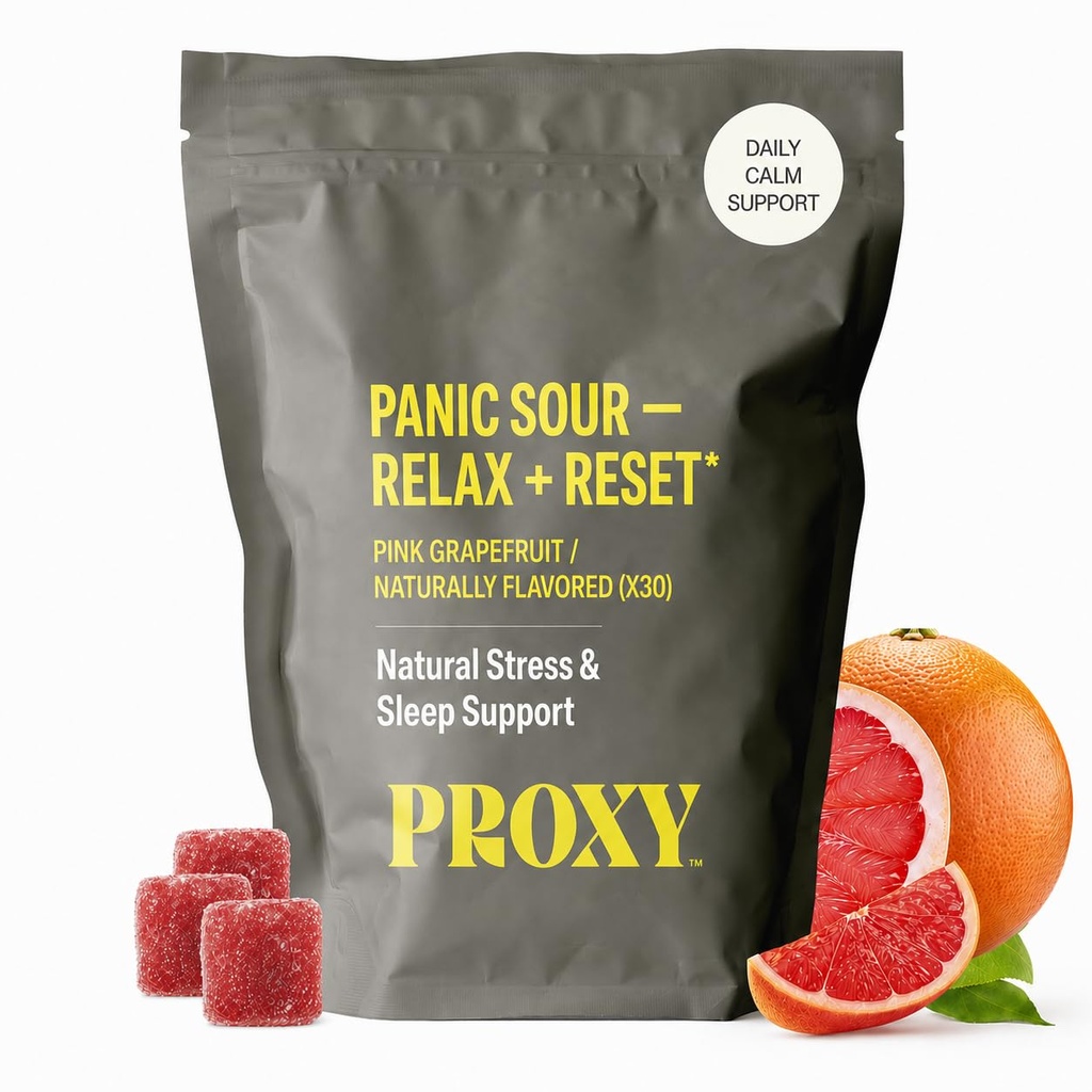 GABA and L-Theanine gummies | Natural Stress and Sleep Support | Vegan & Gluten Free | Grapefruit | 30ct, Panic Sour
