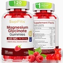 Magnesium Glycinate Gummies 600mg - Sleep Support & Relaxation, High Absorption Magnesium Supplement for Women, Men and Kids, Sugar Free, Vegan - Raspberry Flavor, 120 Count