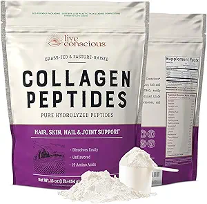 Live Conscious Collagen Peptides Pulver Unflavored Packets-Hydrolyzed Collagen Powder-Hair, Haut, Nagel, & Joint Support-Typ I & III Grass-Fed Collagen Ergänzungen für Frauen und Männer - Pack von 20 (2Pk)