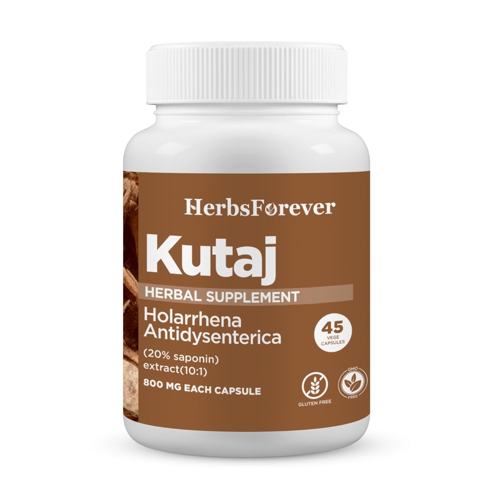 Herbsforever Kutaja Capsules Holarrhena Antidysenterica Digestion Care 45 Vege Capsules 800 Mg Each