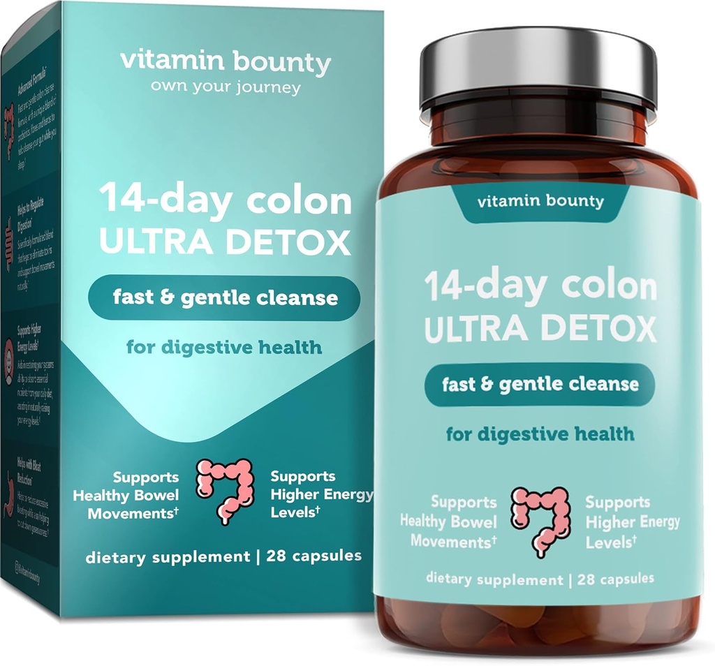 Vitamin Bounty 14-Day Colon Ultra Detox Cleanse - Sanfte Colon Cleanse, Colon Cleanser Detox, beruhigende Gut Cleanse, unterstützen Gut Health und regelmäßige Bowel-Bewegungen, Verdauungsgesundheit - 28 Kapseln