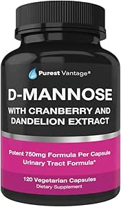 D Mannose Kapseln mit 600mg D-Mannose Pulver pro Cap - mit hinzugefügt Cranberry und Dandelion Extrakt zu Hilfe in Blase, Urinary Tract und UTI Unterstützung - 120 Veggie Caps