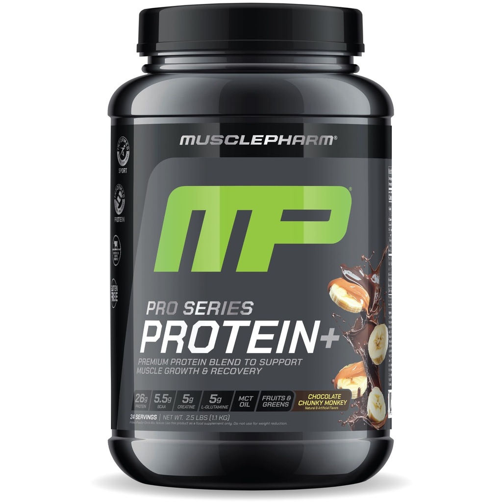 MusclePharm Pro Series Protein+, 26g Whey Protein Powder per Serving | Professional Grade 7-in-1 Blend for Muscle Growth & Workout Recovery | Chocolate Chunky Monkey, 2.5 lb, 24 Servings