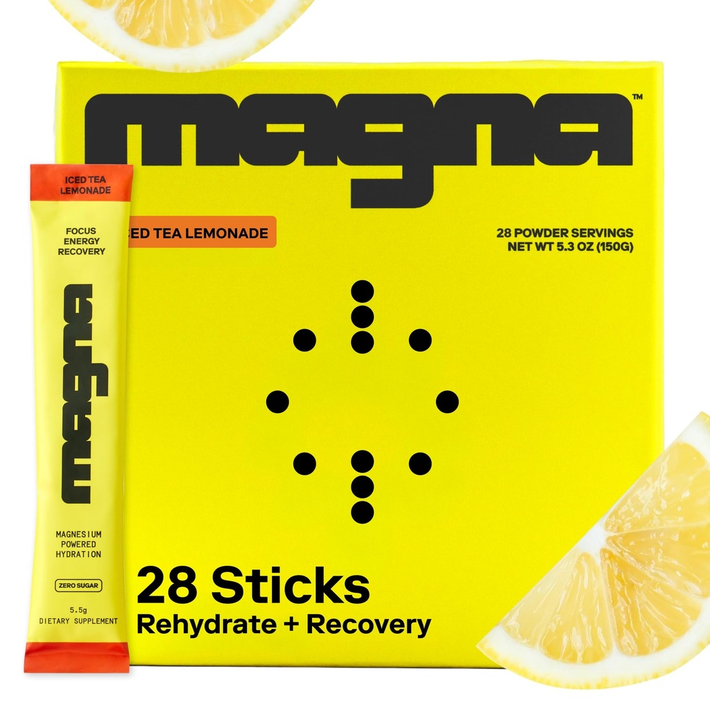 MAGNA Electrolytes Powder Drink Mix for Hydration, Energy & Focus Support (28 Servings, Tea Lemonade)