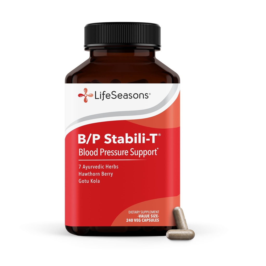LifeSeasons B/P Stabili-T - Blood Pressure Support - Vitamin Supplement for Healthy Heart & Circulation - Ashwagandha, Arjuna & Hawthorn Berry - 240 Capsules