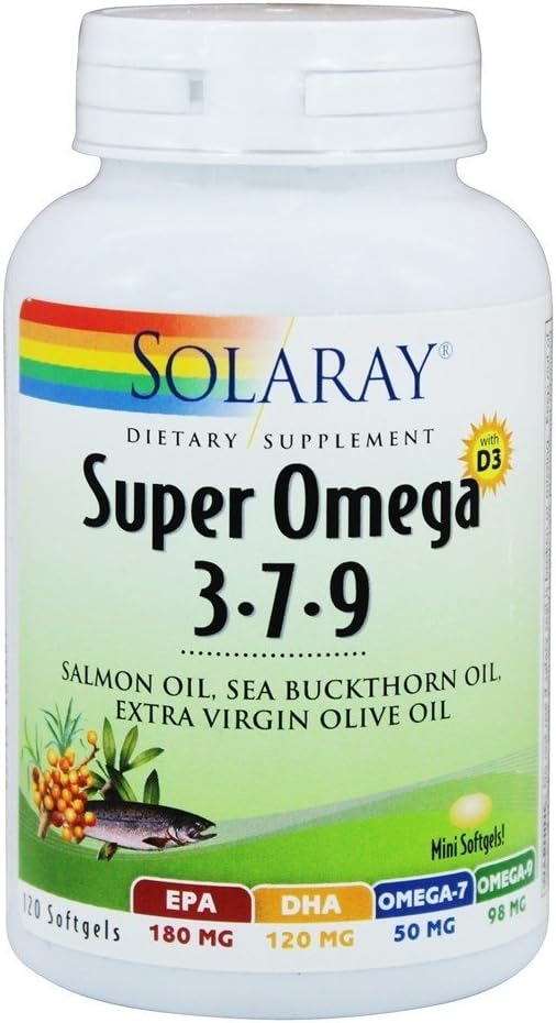 Solaray Super Omega 3-7-9 with Vitamin D-3 & Salmon Oil, 120 Softgels