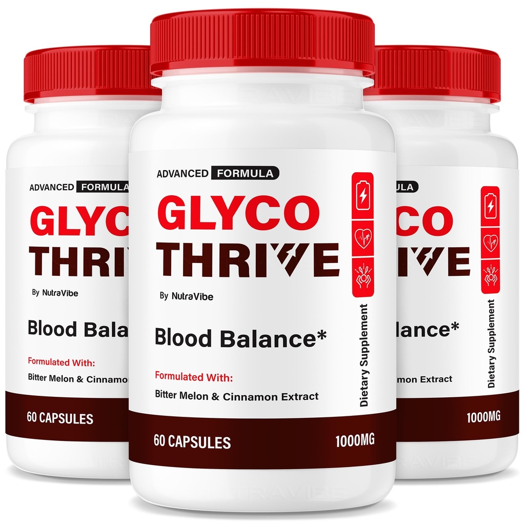 (3 Pack) Glyco Thrive – Official GlycoThrive Capsules with Natural Ingredients | Premium Formula for Heart, Circulation, Energy & Balanced Levels | Easy-to-Take Pills, 90 Day Supply (180 Capsules)