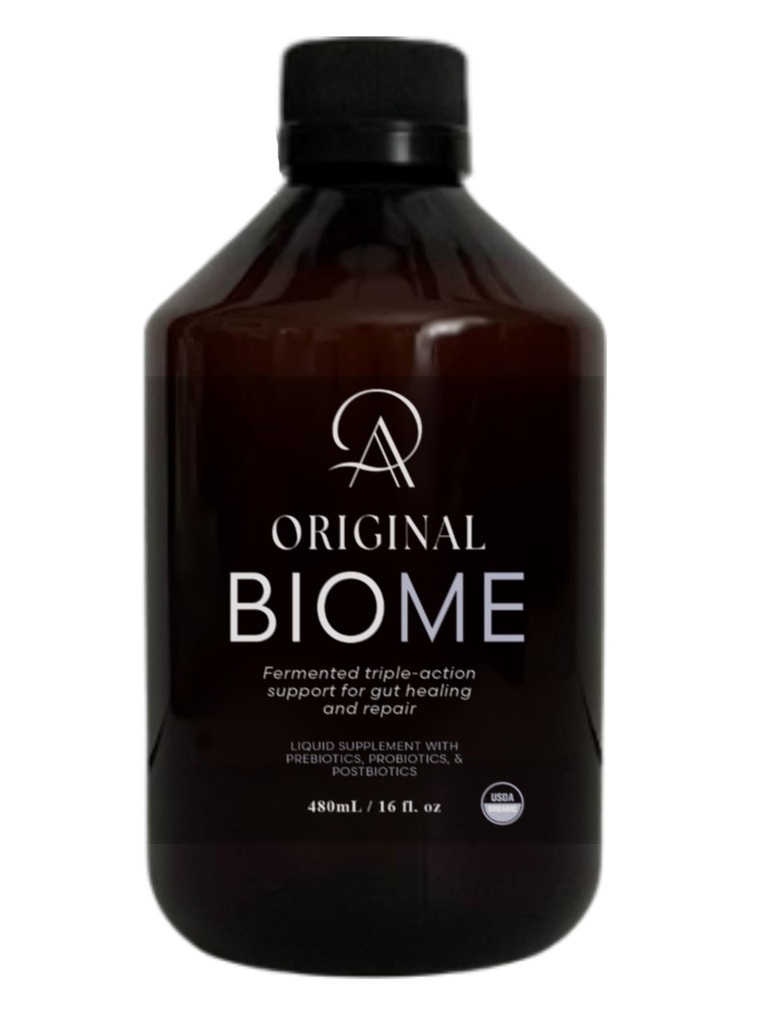 Original Biome Liquid Probiotic Supplement | Certified Organic Tri-Biotic with Prebiotics, Probiotics & Postbiotics | 10 Probiotic Strains + 10 Fermented Herbs | Slow Fermented | 16 Fl oz