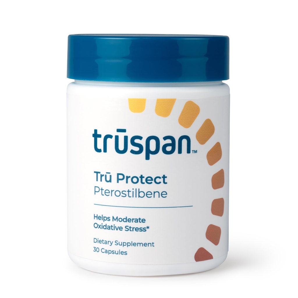 TruSpan Pterostilbene Supplement 250mg, Antioxidant & Cellular Health Support, Polyphenol for Healthy Aging & Oxidative Stress, Tru Protect Once Daily Capsule, 30 Servings
