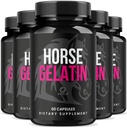 (5 Pack) Horse Gelatin Capsules - Official HorseGelatin Pill Advanced Premium Formula Support Maximum Strength, All Natural Ingredients Vitamin For Overall Health & Wellness, 300 Capsules For 5 Months