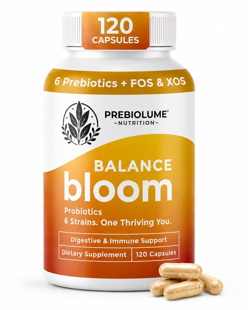 Prebiotics and Probiotics for Women & Men - 6 Probiotic Strains with DE111, 750 Million CFU, Supports Digestive & Immune Function, FOS & XOS Prebiotics, Gut-Brain Health, Shelf-Stable, 120 Capsules
