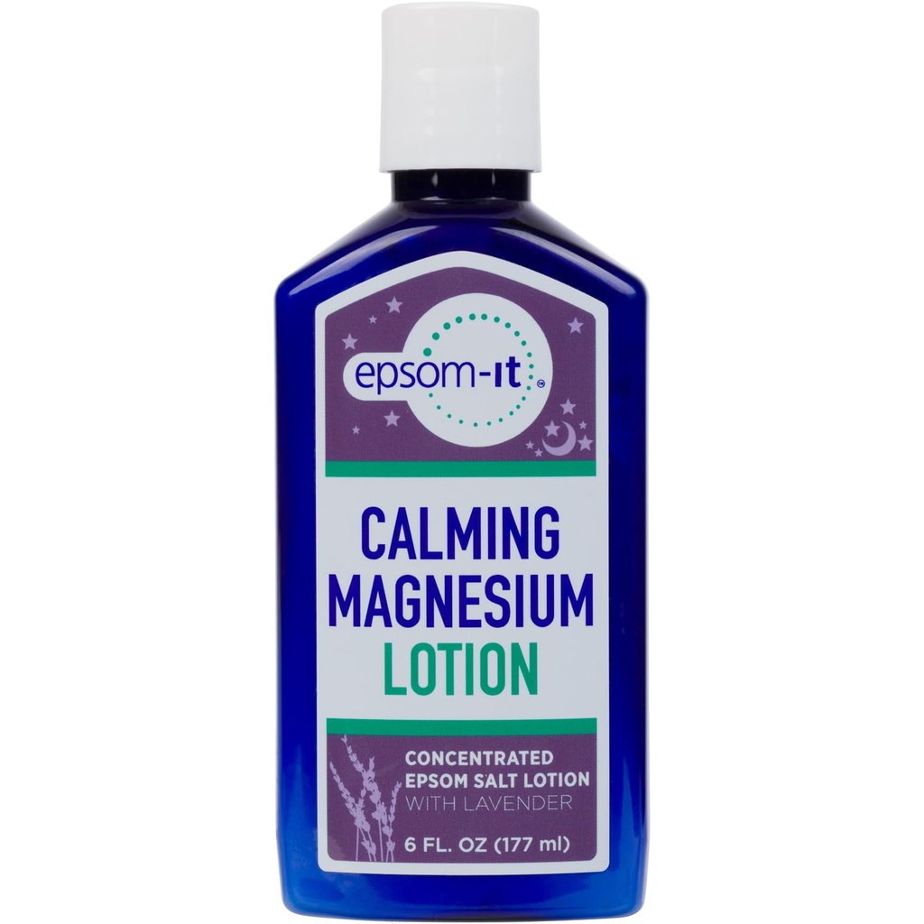 EPSOM-IT Calming Magnesium Lotion– Lavender, 6oz Bottle | Concentrated Epsom Salt Lotion with Shea Butter for Better Sleep, Relaxation & Muscle Stiffness | Soothing Magnesium Self-Care | Made in USA