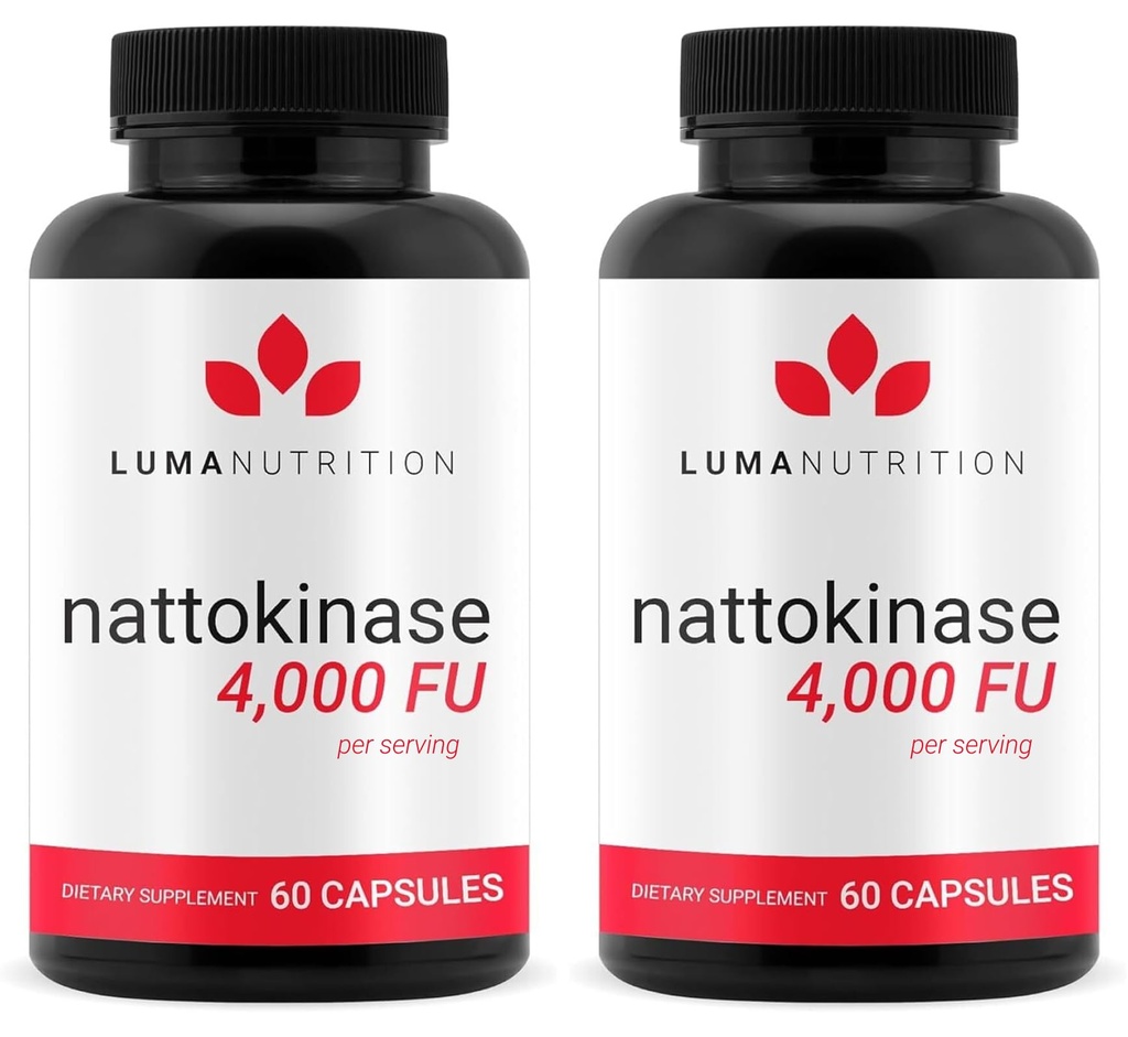 Luma Nutrition Nattokinase Supplement - Natto 4000 FU Per Serving, Premium Heart Health Support - Vegan & Gluten Free - 60 Capsules - Made in USA (Pack of 2)