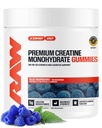 RAW Nutrition Creatine Gummies, Blue Raspberry, 5g Creatine Monohydrate, Supports Strength & High-Intensity Performance, No Mixing Chewable Pre/Post Workout Supplement, 120 Gummies (30 Servings)