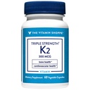 The Vitamin Shoppe Vitamin K2 MK-7 300mcg Triple Strength - Bone & Heart Health | Menaquinone-7 | 60 Vegetable Capsules | High Potency