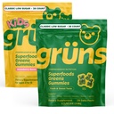 Gruns Adult + Kids Superfood Green Bundle, Nutritional Supplement 2-Pack (28 Day Supply) multivitamin Gummy + prebiotics + Greens Powders, 60+ Organic Ingredients, 20+ Vitamins and Minerals