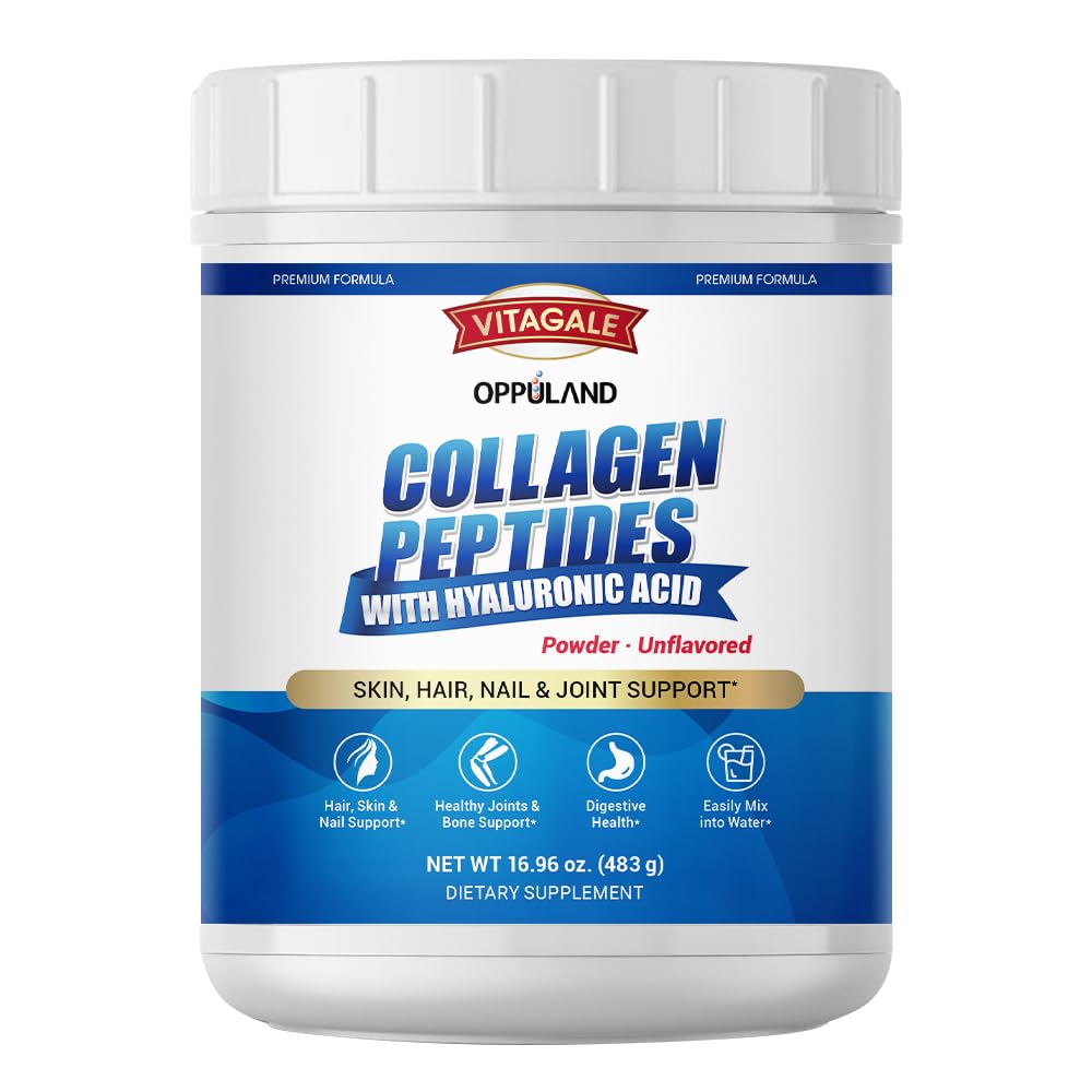 Collagen Peptides Powder with Hyaluronic Acid – Hydrolyzed Protein for Men & Women – Unflavored Collagen Supplement – Clean & Simple Ingredients – Skin Hair Nail & Joint Support - 483 g
