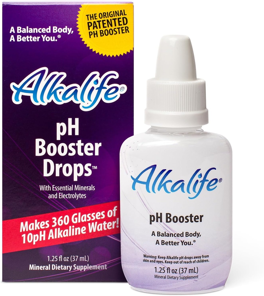 Alkalife pH-Booster Tropfen | Der erste patentierte Alkali-Wasser-Booster, um Säure & Balance pH für Immununterstützung, Peak Performance, Detox, Gesamt-Wellness zu neutralisieren – 1.25oz