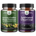 Bündel von reinen grünen Kaffeebohnen-Extrakt für Antioxidante Herzgesundheit Mental Fokus und Größe Reduktion und Reinigung und Detox aktivierte Charcoal Kapseln für Bloating Relief und Körper Detox Cleanse