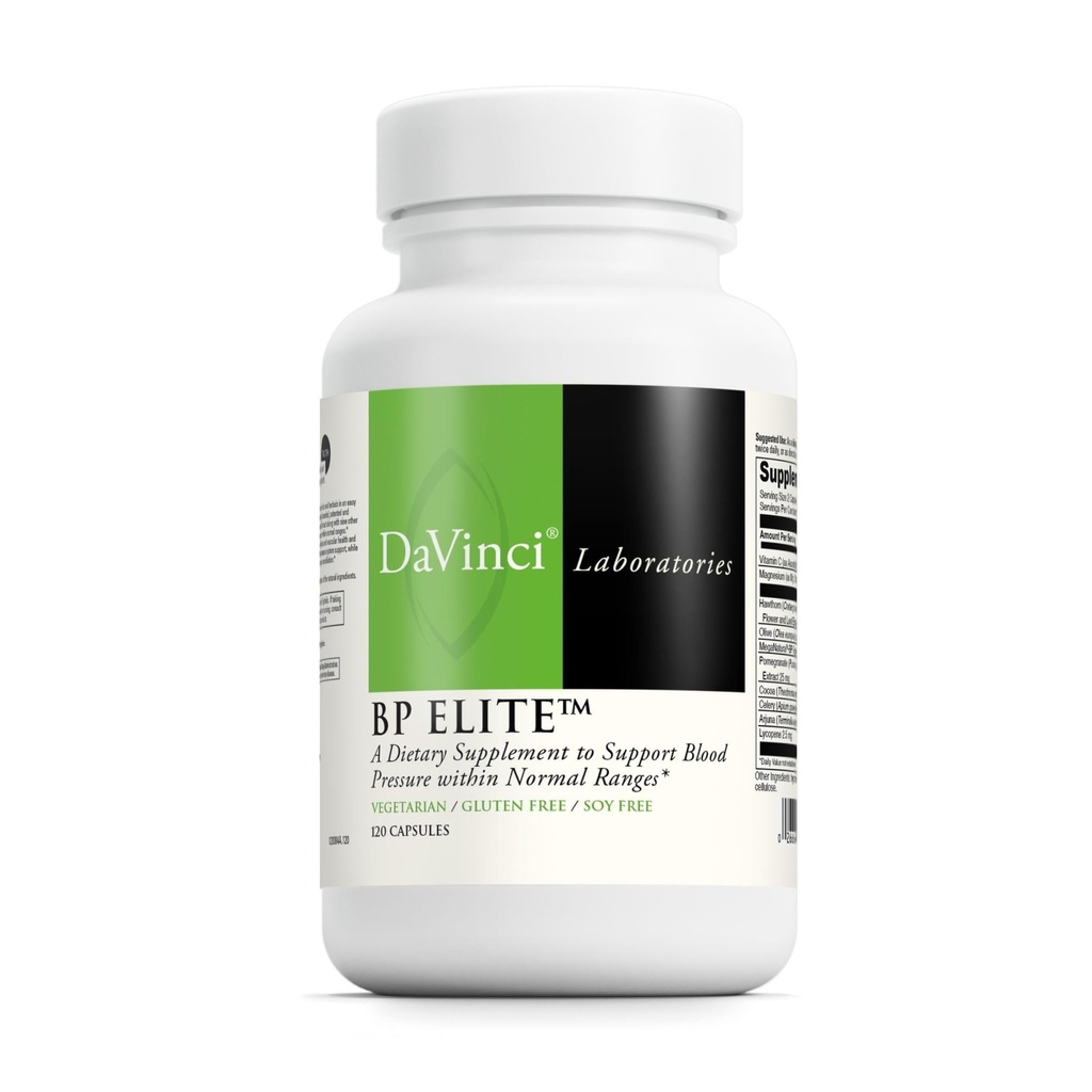 DAVINCI Laboratories BP Elite - Healthy Heart Function & Cardiovascular Health* - Magnesium, Vitamin C & More - Vegetarian, Soy Free, Gluten Free - 120 Capsules