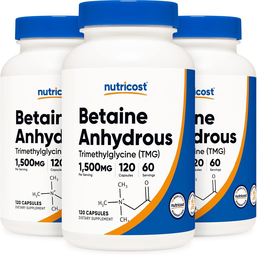 Nutricost Betaine Anhydrous Caps 1500mg, 60 Portionen pro Flasche (3 Flaschen)
