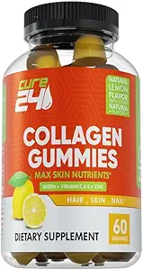 Kollagengummis mit Zink, Vitamin C und Biotin, Collagen Peptides Supplement fördert Haar, Nagel, Haut, Knochen und Gelenkgesundheitsunterstützung, Made in USA 60 Gummies