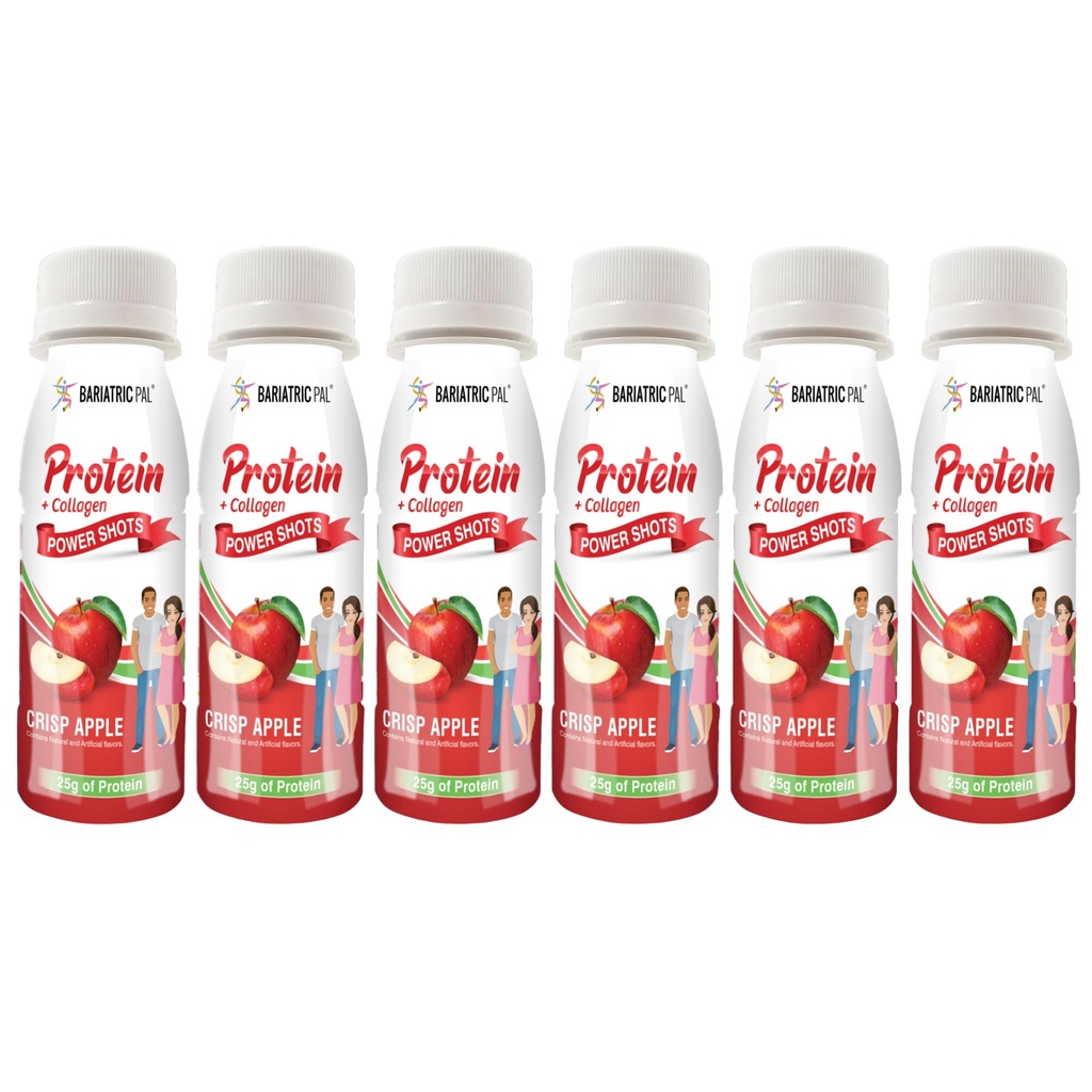 BariatricPal Ready-To-Drink 25g Whey Protein & Collagen Power Shots - Crisp Apple (6 Bottles)